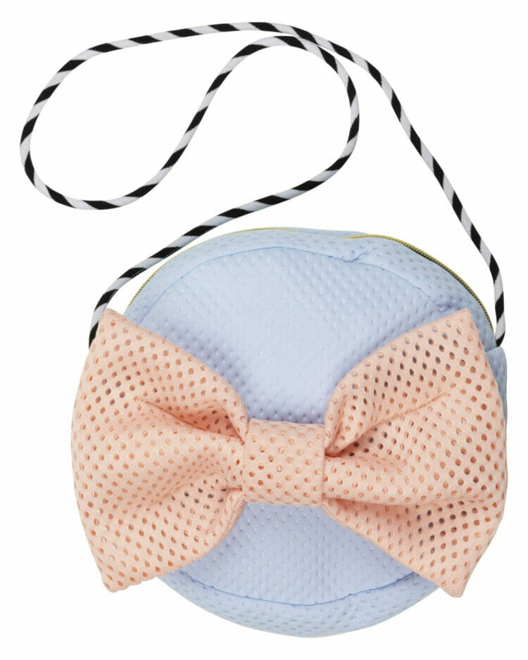 Blue Zola girls shoulder bag with pink bow - WAUW CAPOW by Bangbang