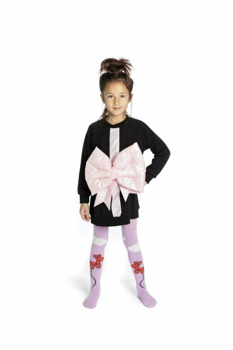 Girls black dress with pink big bow - WAUW CAPOW by Bangbang