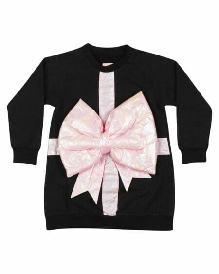 Girls black dress with pink big bow - WAUW CAPOW by Bangbang
