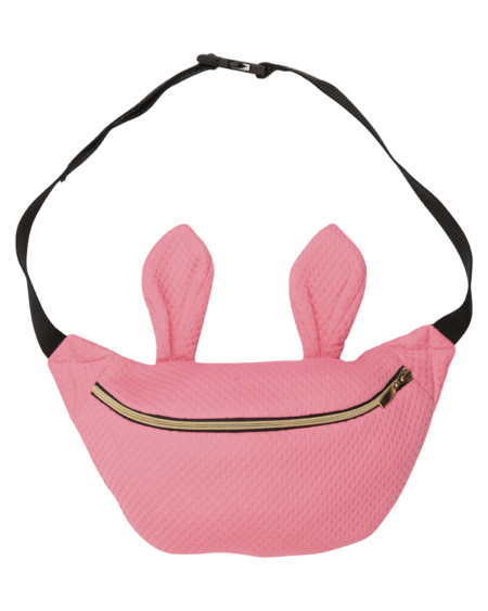 Pink textured Jayden zipper bum bag with bunny ears - WAUW CAPOW by Bangbang