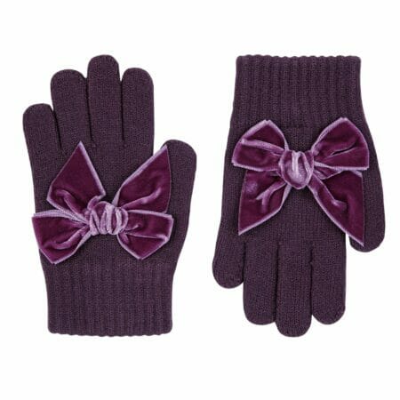 Burgundy knitted gloves with bow - Cóndor
