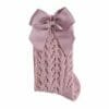 Girls openwork bow knee socks Pale pink - Cóndor