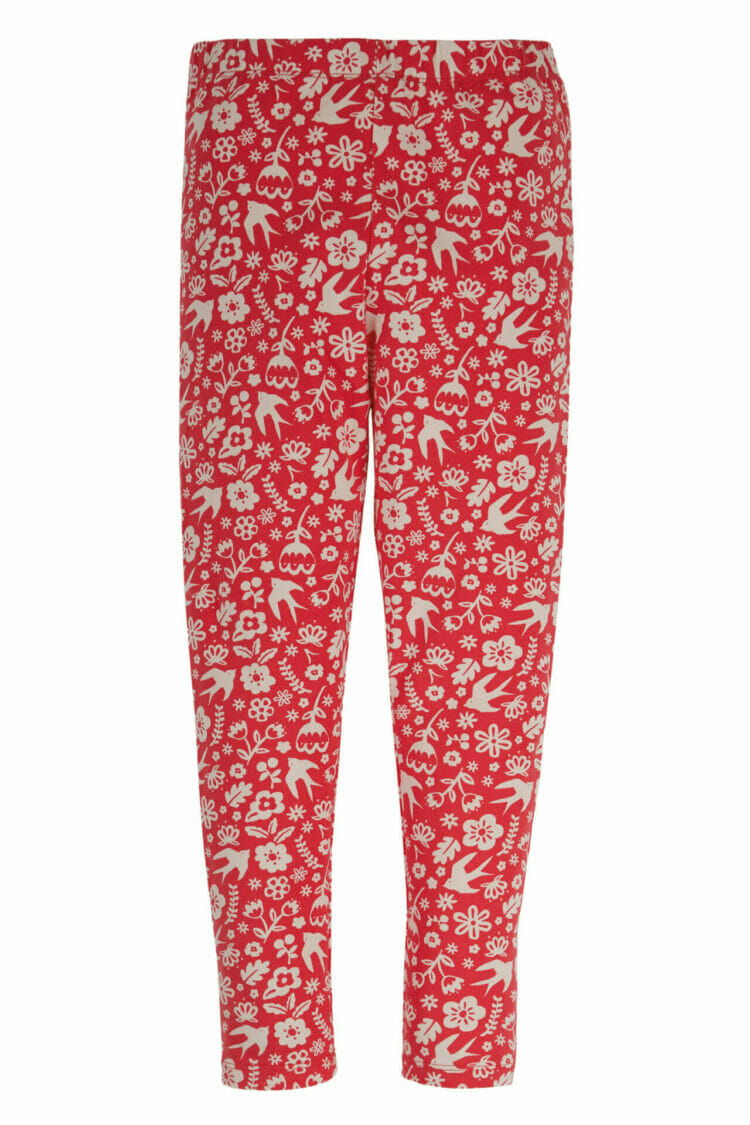 Girls red organic cotton leggings - Frugi