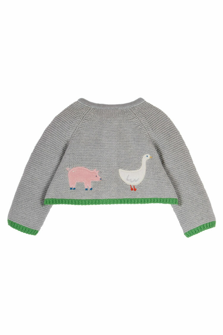 Grey knitted cardigan with animals - Frugi