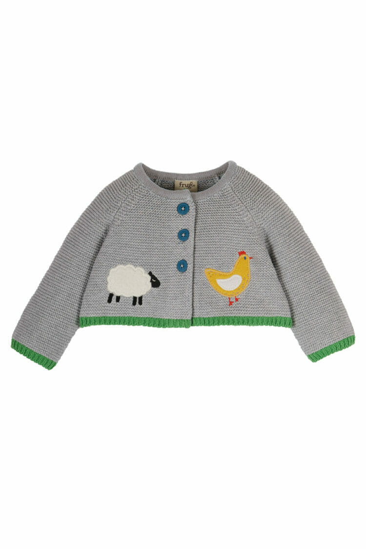 Grey knitted cardigan with animals - Frugi