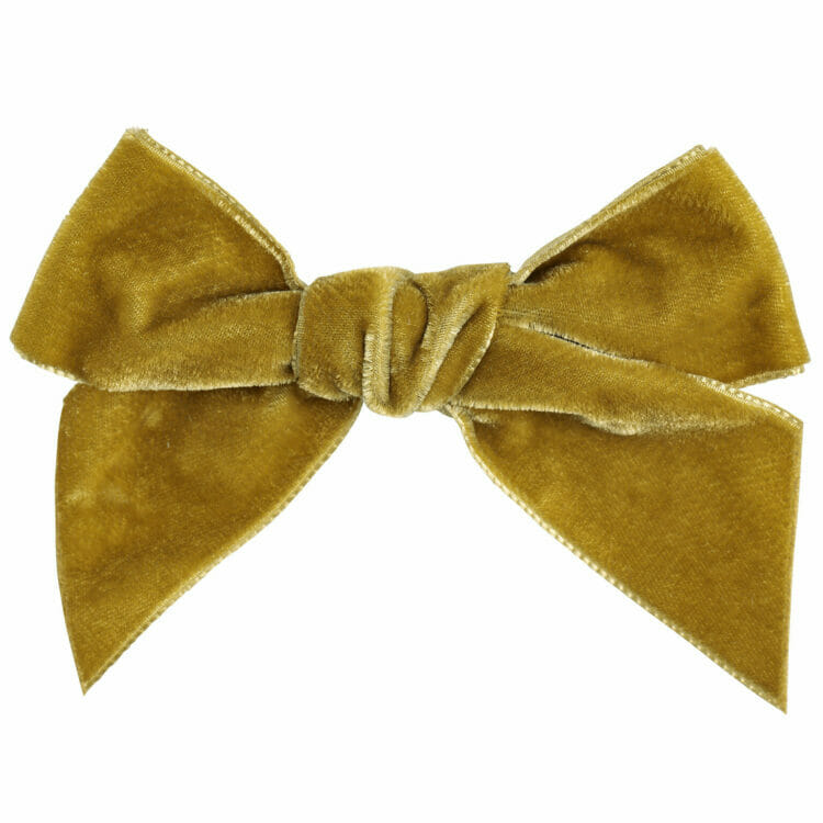 Mustard velvet bow hair clip - Cóndor