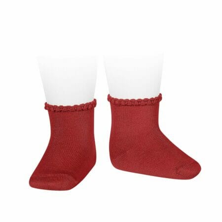 Short Socks With Patterned Cuff Red - Cóndor