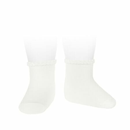 Short Socks With Patterned Cuff White - Cóndor