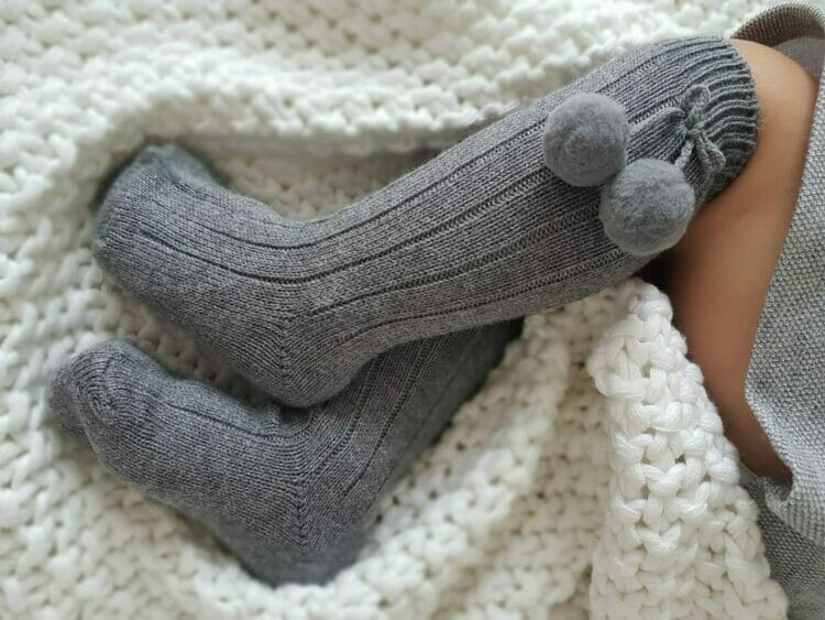 Warm Cotton Rib Knee Socks Anthracite - Cóndor