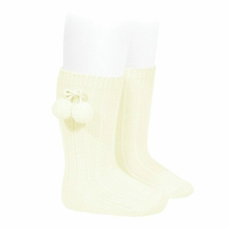 Warm Cotton Rib Knee Socks Beige - Cóndor