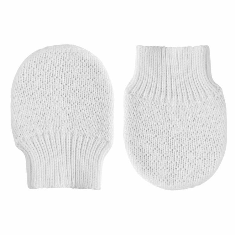 White cotton jersey mittens - Cóndor