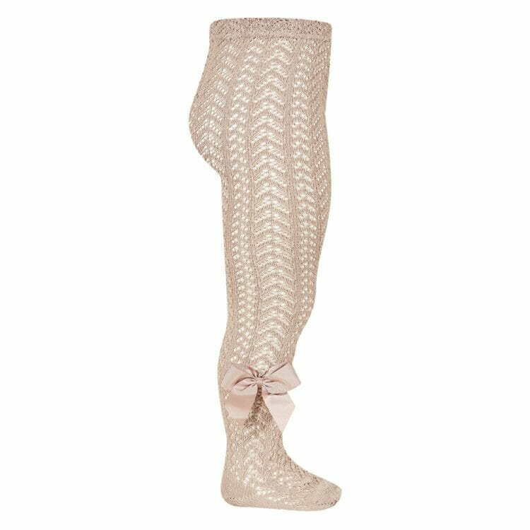 Old rose openwork bow perle tights - Cóndor