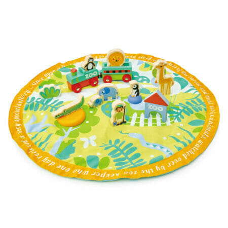 Safari rotaļu paklājs ar koka figūrām bērniem - Tender leaf toys