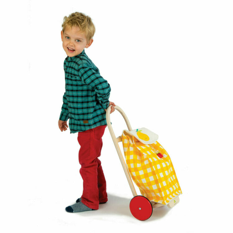 Dzelteni spēļu iepirkuma ratiņi bērniem - Tender leaf toys