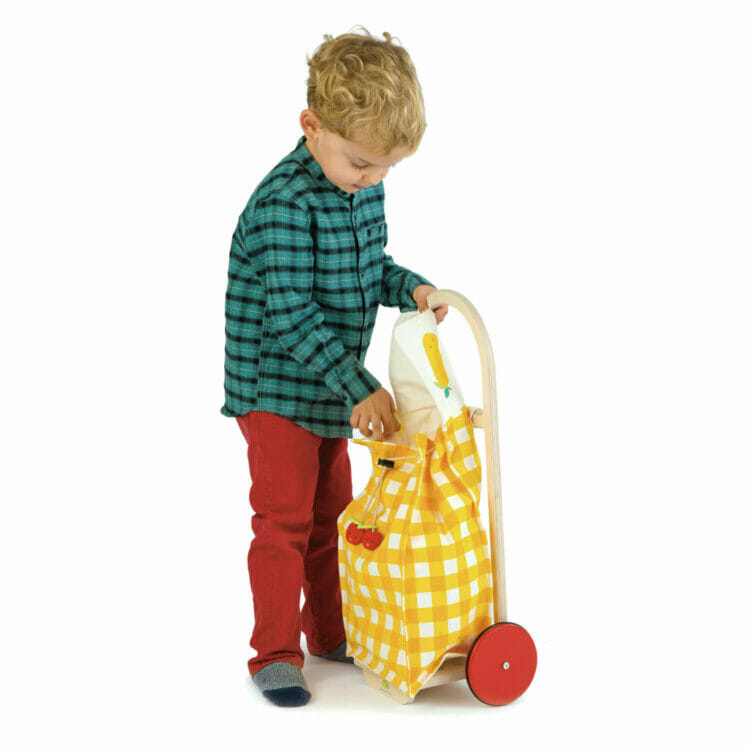 Dzelteni spēļu iepirkuma ratiņi bērniem - Tender leaf toys