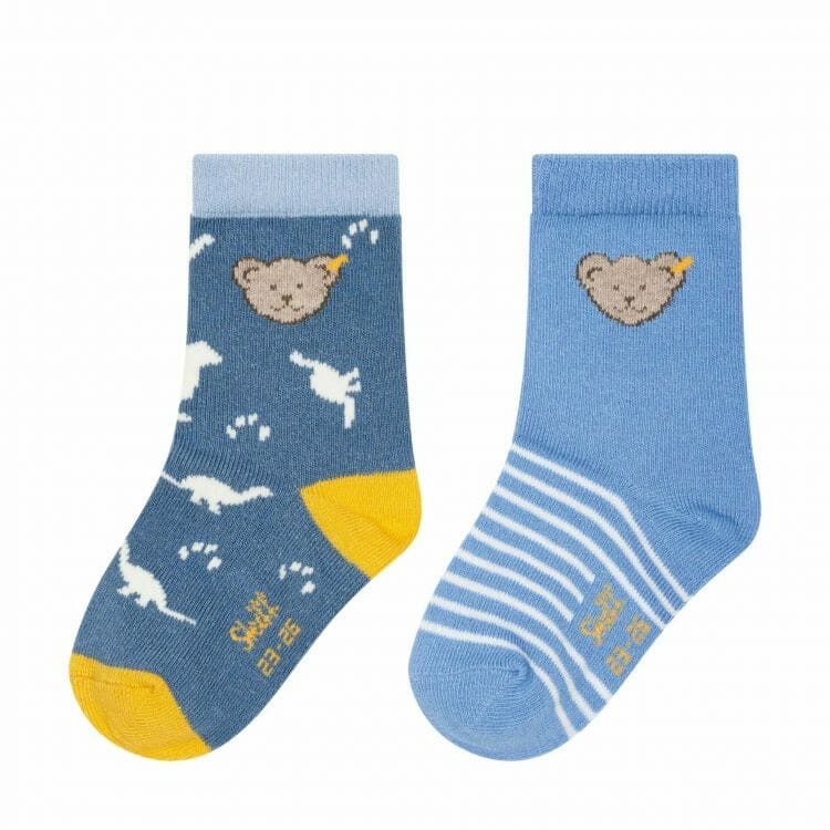Dinosaur socks for boys in blue (2 pack) - Steiff