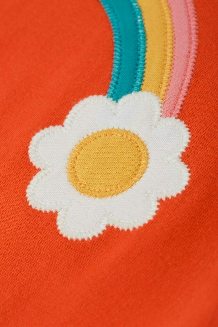 Oranžs Tops meitenēm ar īsām rokām un varavīksni