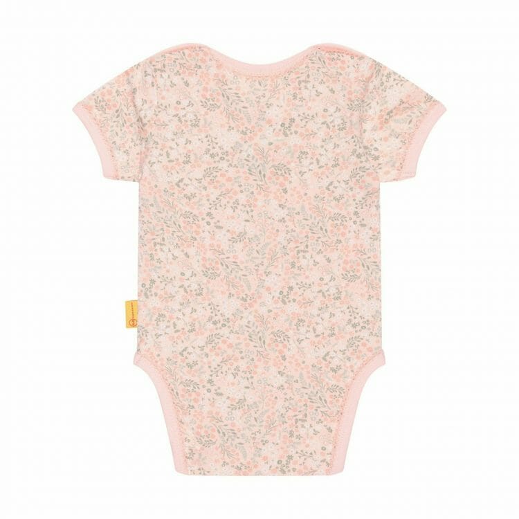 Pink Flower Baby Bodysuit with short sleeves - Steiff