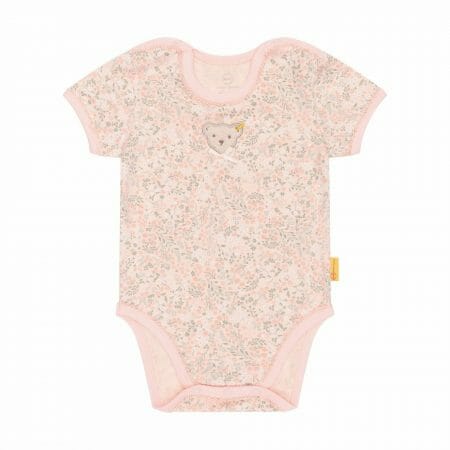 Pink Flower Baby Bodysuit with short sleeves - Steiff
