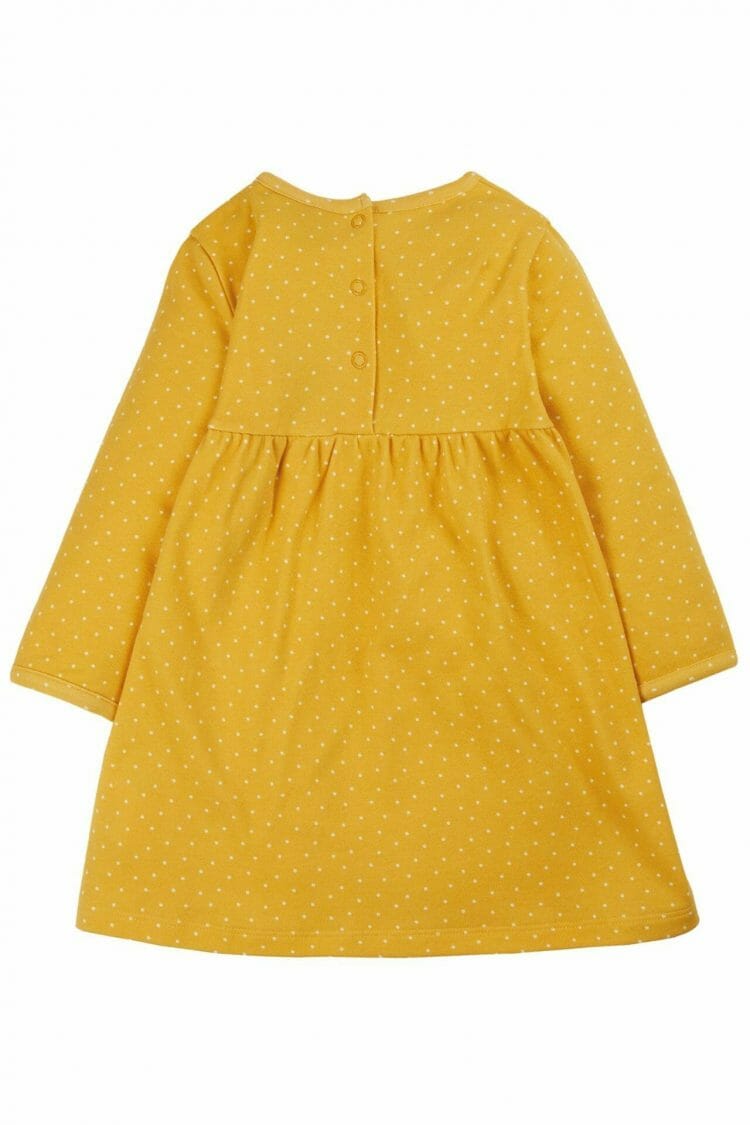 Dzeltena meiteņu kleita ar dinozauru aplikāciju - Frugi