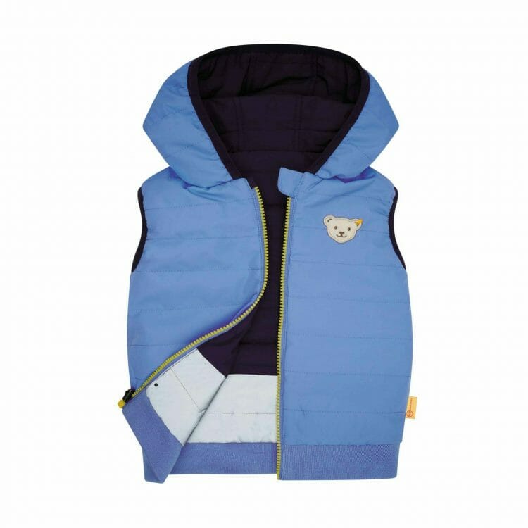 Boys indigo reversible vest with a hood - Steiff