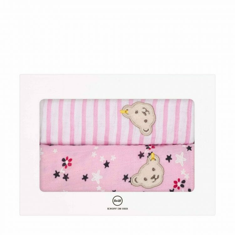 Pink baby muslins in gift box - Steiff