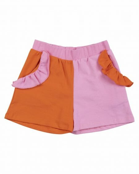 Girls orange and pink block shorts - WAUW CAPOW by Bangbang