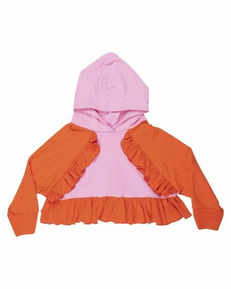 Meiteņu rozā oranžā bloka jaka ar kapuci - WAUW CAPOW by Bangbang