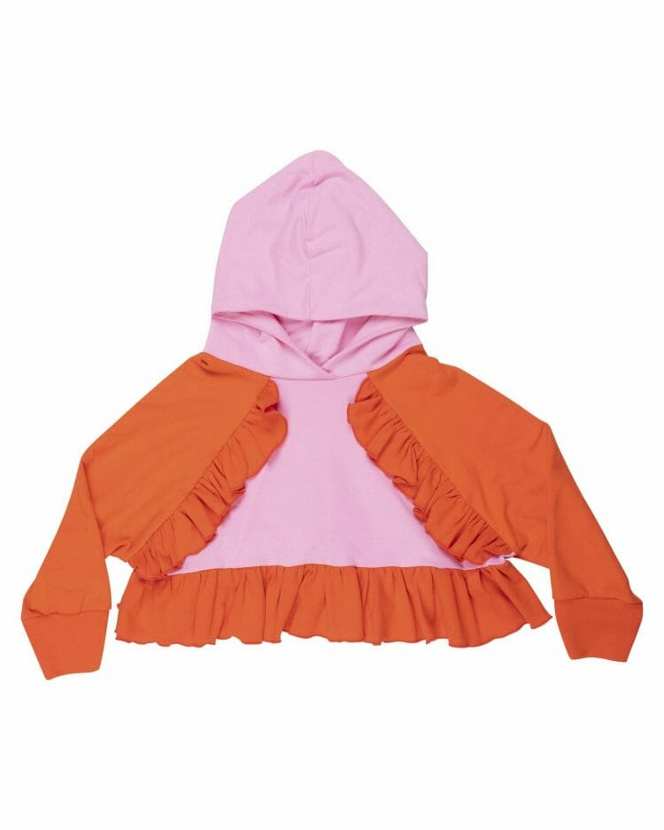 Meiteņu rozā oranžā bloka jaka ar kapuci - WAUW CAPOW by Bangbang
