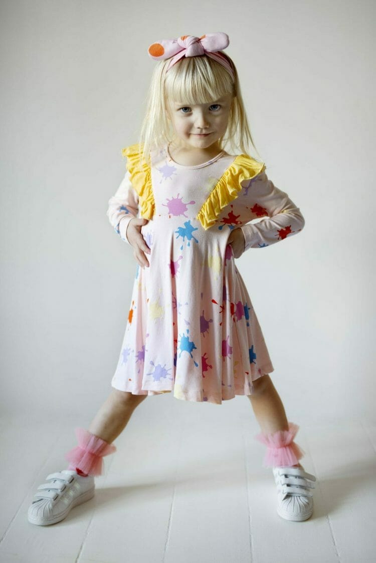 Girls pink paint dress - WAUW CAPOW by Bangbang