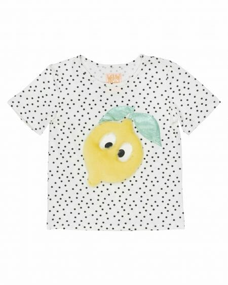 Girls White Dot Lemon T-Shirt - WAUW CAPOW by Bangbang
