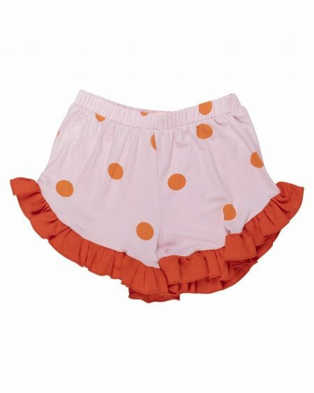 Pink girls shorts with dots and ruffles - WAUW CAPOW by Bangbang