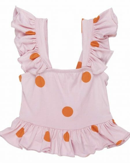 Pink top for girls with dots and ruffles - WAUW CAPOW by Bangbang