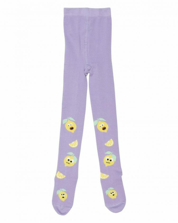 Purple knitted tights with lemon - WAUW CAPOW by Bangbang