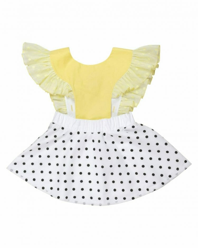 Yellow and white girls` dress with swan - WAUW CAPOW by Bangbang