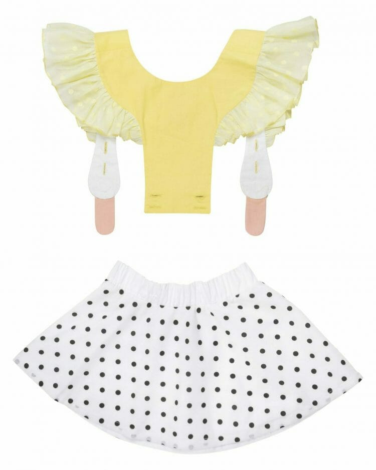 Yellow and white girls` dress with swan - WAUW CAPOW by Bangbang