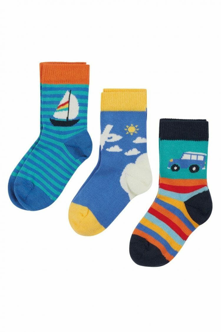 Boys Rainbow Transport Socks 3 Pack - Frugi