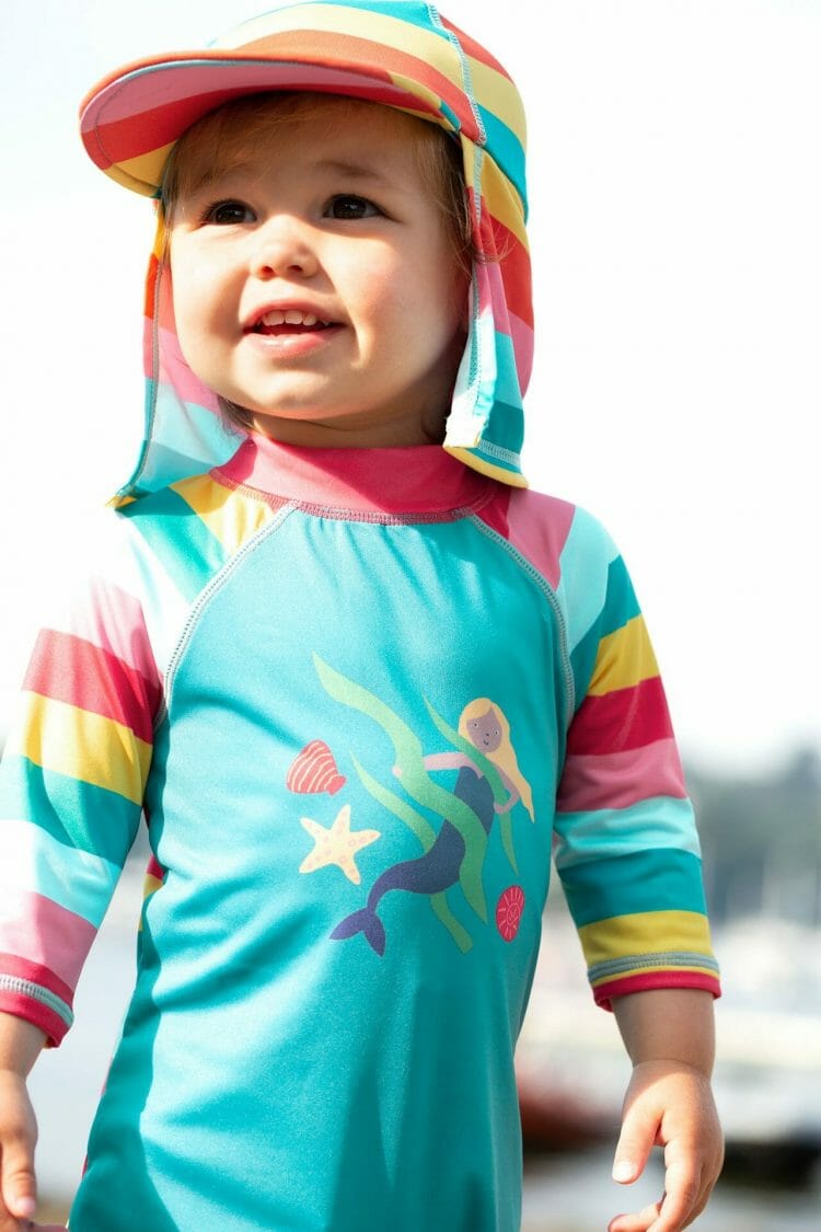 Childrens` Swim Hat in multi color stripes - Frugi