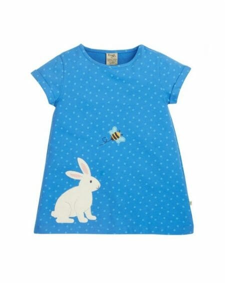 Girls Cobalt Blue Spot/Rabbit Applique Top - Frugi