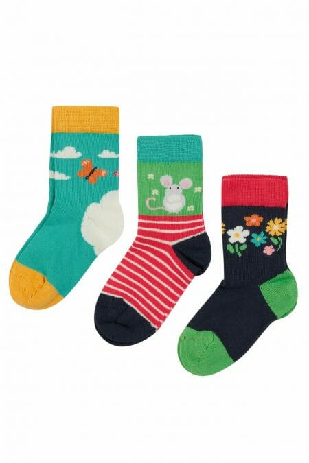 Girls Daisies/Mouse Socks 3 Pack - Frugi