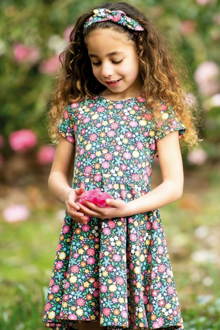 Meiteņu puķainā kleita ar īsām rokām - Frugi