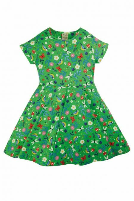 Zaļas krāsas kleita meitenēm ar ziediem - Frugi