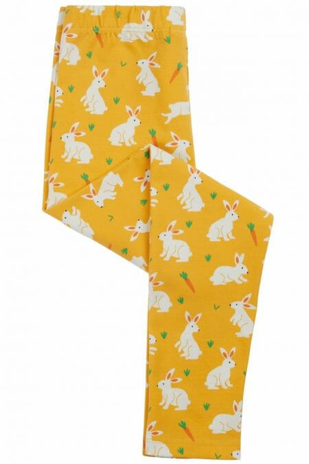 Girls yellow rabbit printed leggings - Frugi