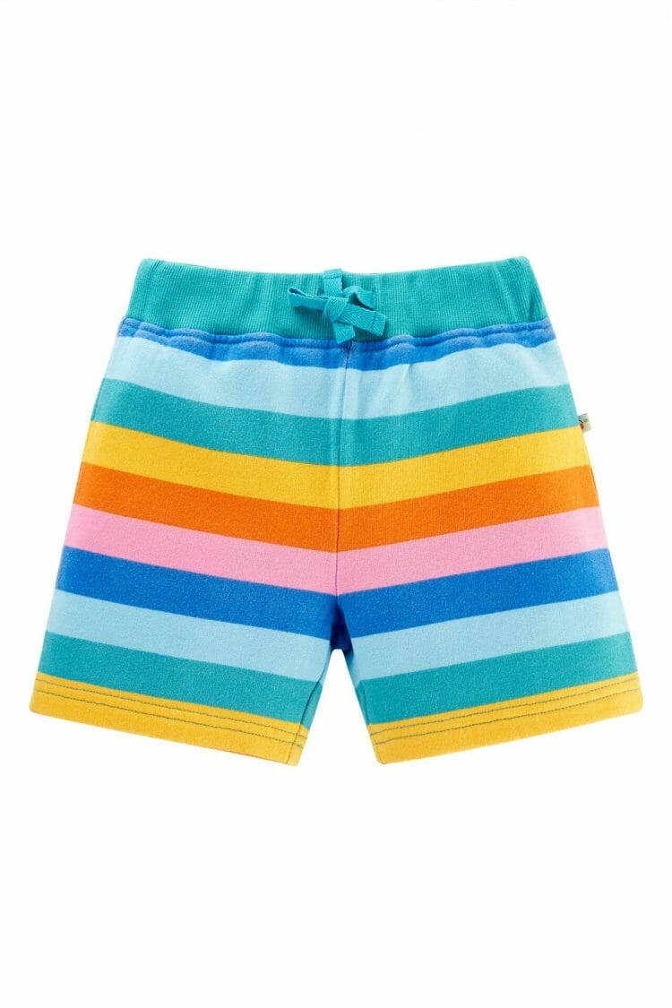 Kids Mid Pink Rainbow Stripe Shorts - Frugi