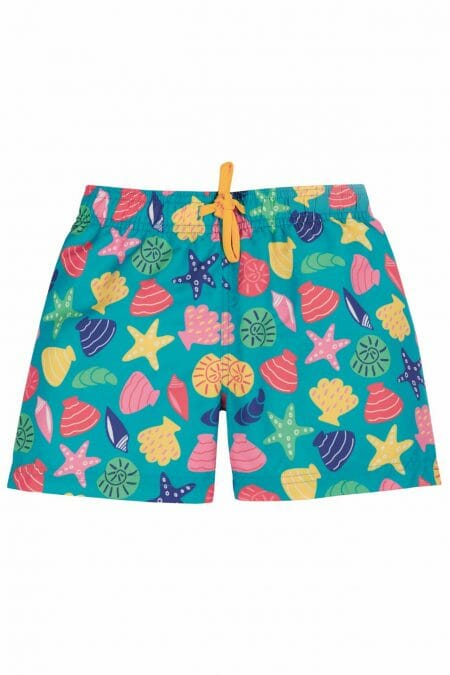 Kids Swim Shorts with Camper Seashells print - Frugi