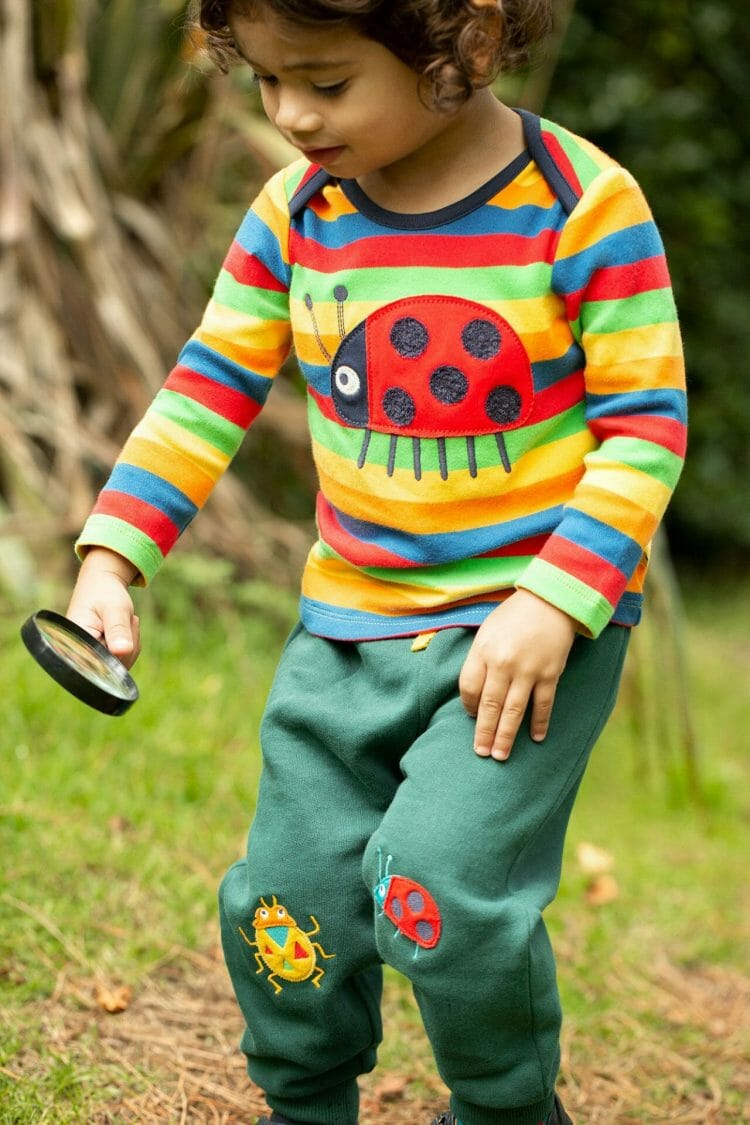 Green pants with soft fun kneepatches - Frugi