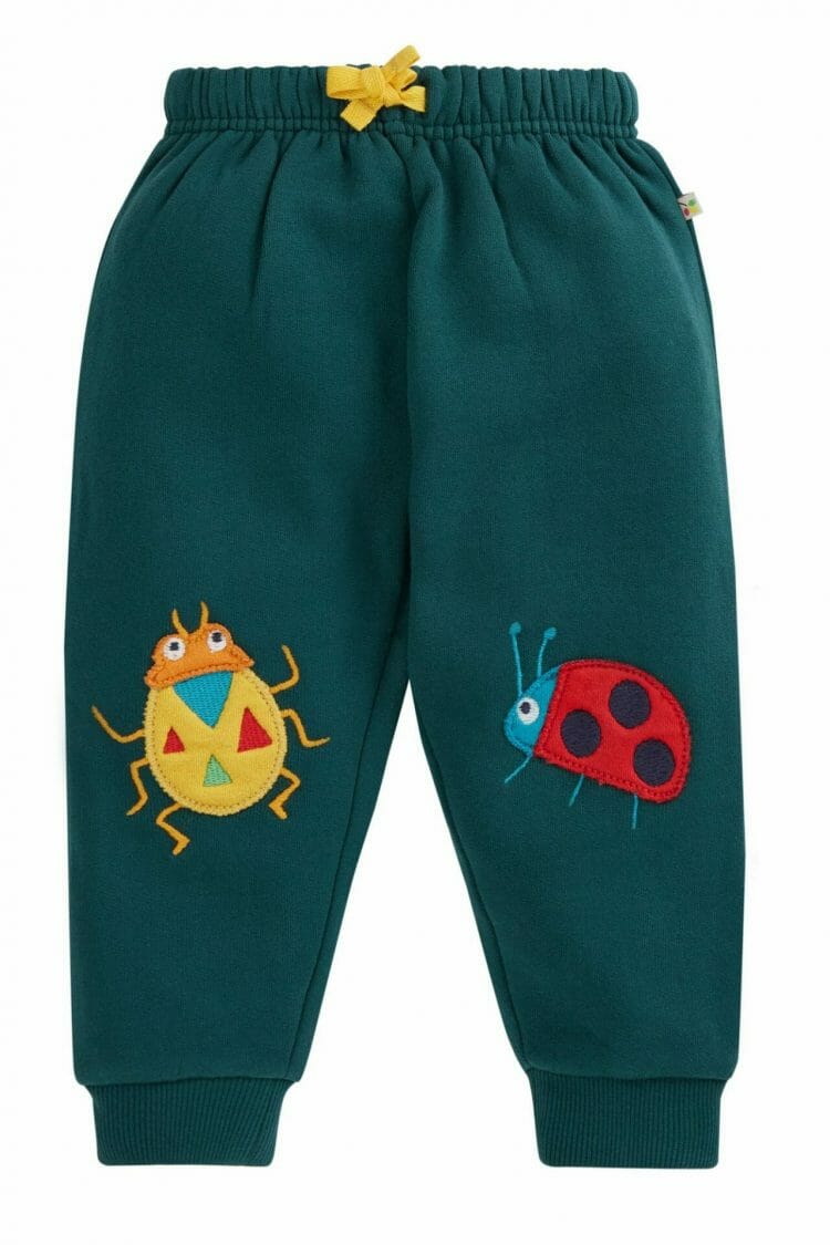 Green pants with soft fun kneepatches - Frugi