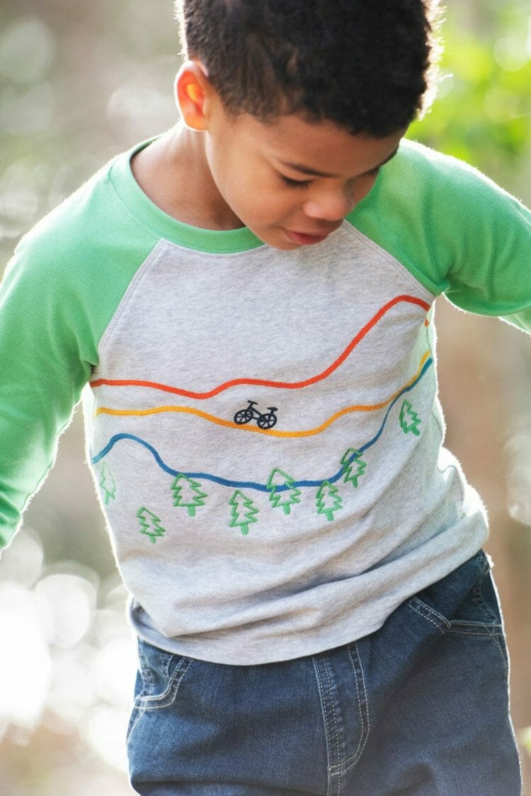Green with grey long sleeved Boys top - Frugi