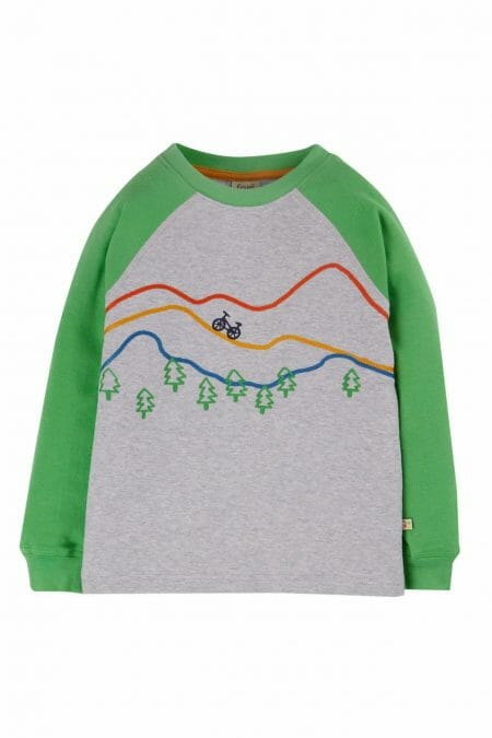 Pelēks Garroku T-krekls zēniem ar zaļām piedurknēm - Frugi