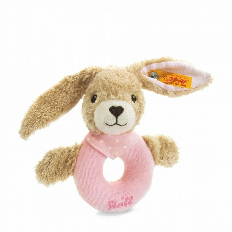 Pink bunny grip toy with rattle - Steiff